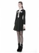 Black Chest White Skull Lace Cross Long Sleeves Button Cuff Vintage Gothic Dress