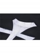 Black Chest White Skull Lace Cross Long Sleeves Button Cuff Vintage Gothic Dress