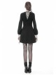 Black Chest White Skull Lace Cross Long Sleeves Button Cuff Vintage Gothic Dress