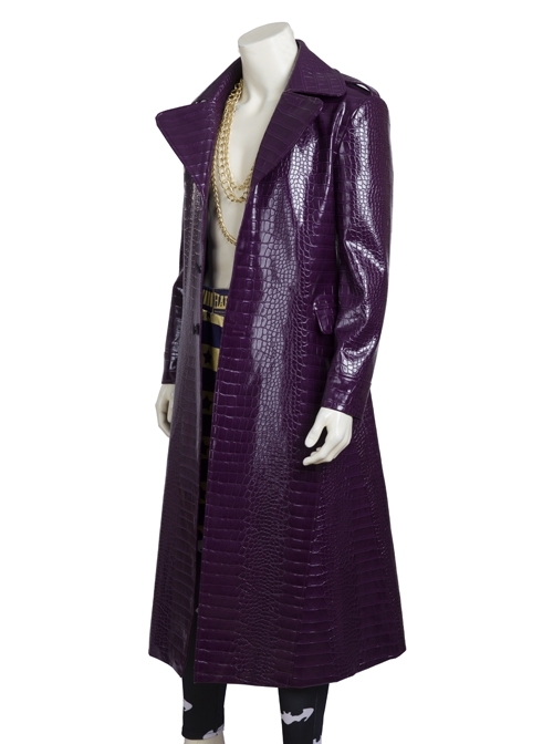 Suicide Squad The Joker Halloween Cosplay Costume Purple Leather Coat