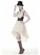 Beige Off-Shoulder Lace Short Sleeves High Waisted Long Back Hem Punk Dress