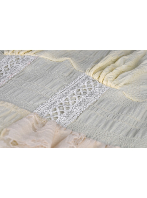 Beige Off-Shoulder Lace Short Sleeves High Waisted Long Back Hem Punk Dress