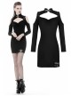 Off-Shoulder Chest Hollow Metal Inlaid Straps Black Bodycon Punk Dress