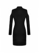 Off-Shoulder Chest Hollow Metal Inlaid Straps Black Bodycon Punk Dress