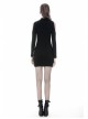 Off-Shoulder Chest Hollow Metal Inlaid Straps Black Bodycon Punk Dress