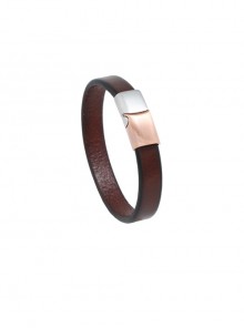 All-Match Retro Stainless Steel Magnetic Buckle Men's Leather Bracelet