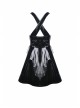 Black Zip Waisted Lace-Up Underbust Strap Shinning Punk Dress