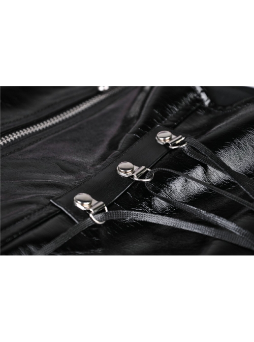 Black Zip Waisted Lace-Up Underbust Strap Shinning Punk Dress