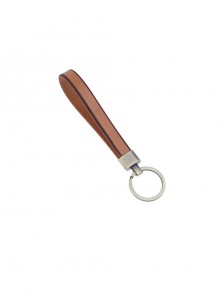 Simple Retro Leather Metal Ring Car Keychain