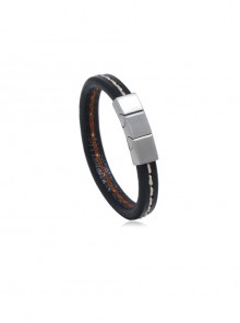 Personalized Simple And Versatile Stainless Steel Rope Men's Leather Bracelet