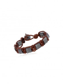 Brown Gray Personalized Retro Hand-Woven Men'S Leather Bracelet