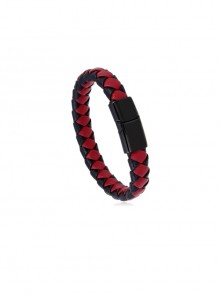 Creative Trend Black Red Retro Magnetic Buckle Men's Leather Bracelet