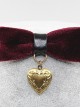 Gothic Retro Wine Red Pleuche Bowknot Heart-shaped Pendant PU Leather Necklace