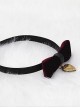 Gothic Retro Wine Red Pleuche Bowknot Heart-shaped Pendant PU Leather Necklace