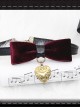 Gothic Retro Wine Red Pleuche Bowknot Heart-shaped Pendant PU Leather Necklace