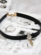Steampunk Rock Style Diamond Cross Black Leather Gothic Choker