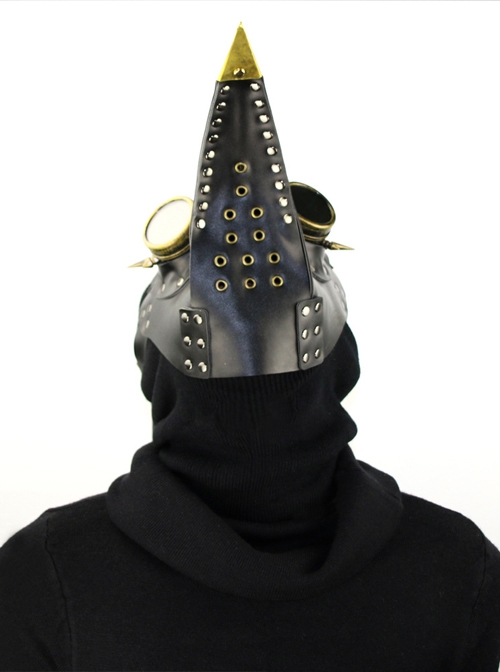 Steampunk Gothic Golden Beak Black PU Leather Wings Bird Mask