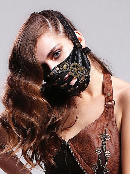 Steampunk Rock Style Gear Rivet Mask