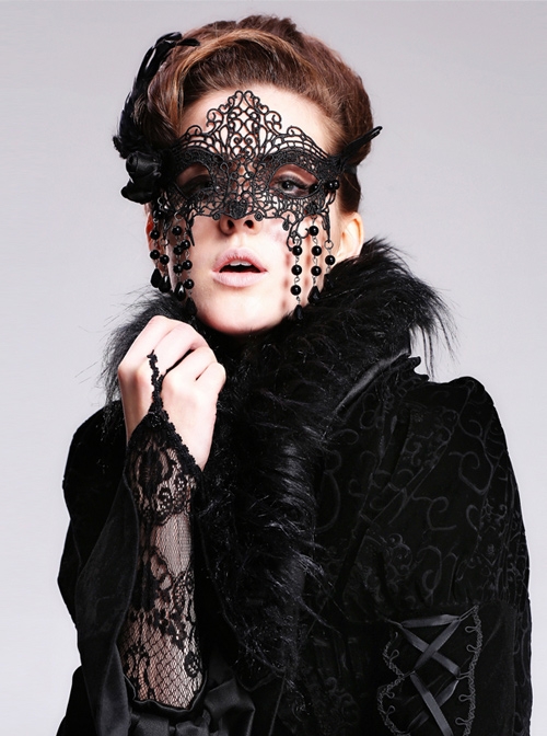 Steampunk Gothic Black Lace Sexy Queen Mask