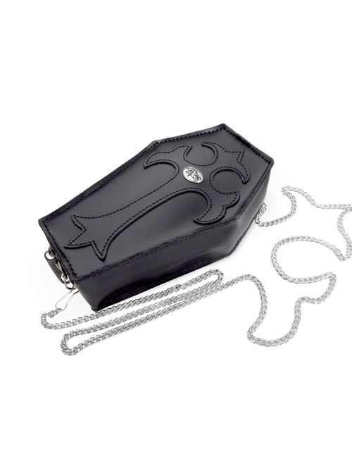 Punk Gothic Rivet Black Leather Coffin Purse