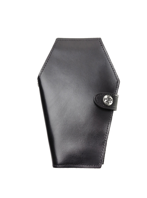Punk Gothic Rose Embossing And Hasp Black Coffin Purse