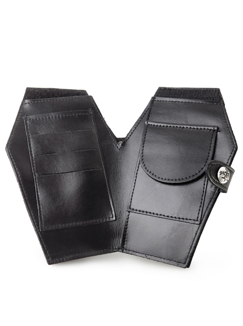 Punk Gothic Rose Embossing And Hasp Black Coffin Purse