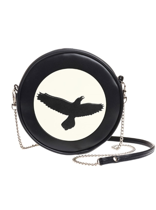 Punk Gothic Black Hawk Pattern Black Shoulder Bag Inclined Shoulder Bag