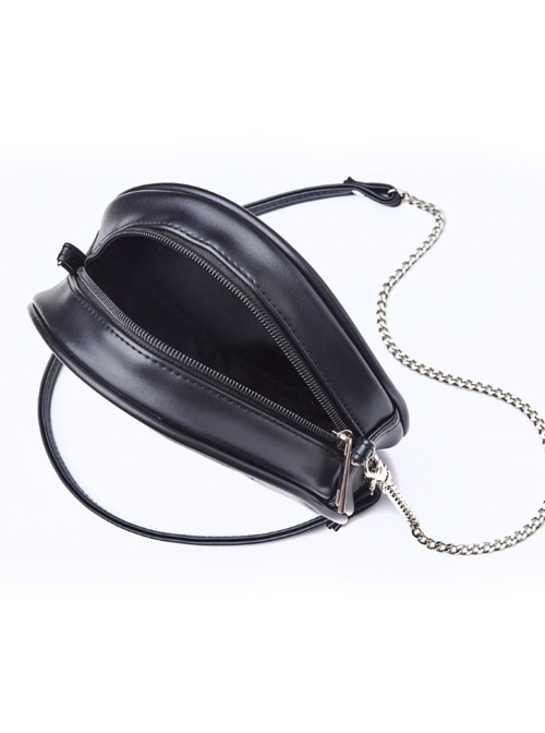 Punk Gothic Black Cat Pattern Black Shoulder Bag Inclined Shoulder Bag