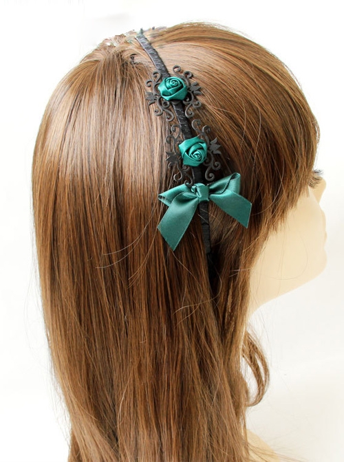 Gothic Black And Green Bowknot Headdress