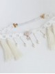 Retro Elegant Pearls White Tassel Headress