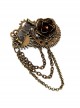 Steampunk Rose Vows Contract Reel Gear Chain Retro Brooch
