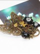 Steampunk Mechanical Butterfly Gear Black Rose Retro Brooch
