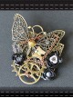 Steampunk Mechanical Butterfly Gear Black Rose Retro Brooch