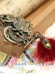 Steampunk Alice Pom Pom Rabbit Gear Keys Clock Retro Brooch