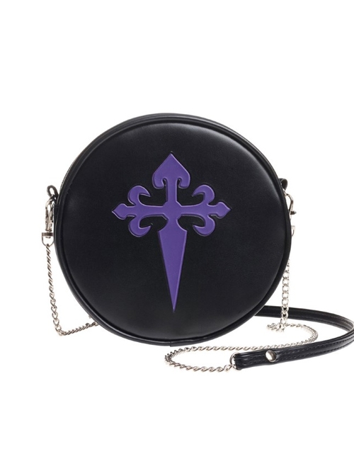Gothic Punk Retro Purple Cross Black Single-shoulder Bag