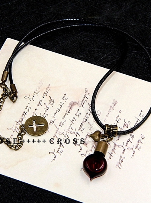 Steampunk Gothic Dracula Vows Retro Edition Vampire Blood Vial Earl's Heart PU Choker