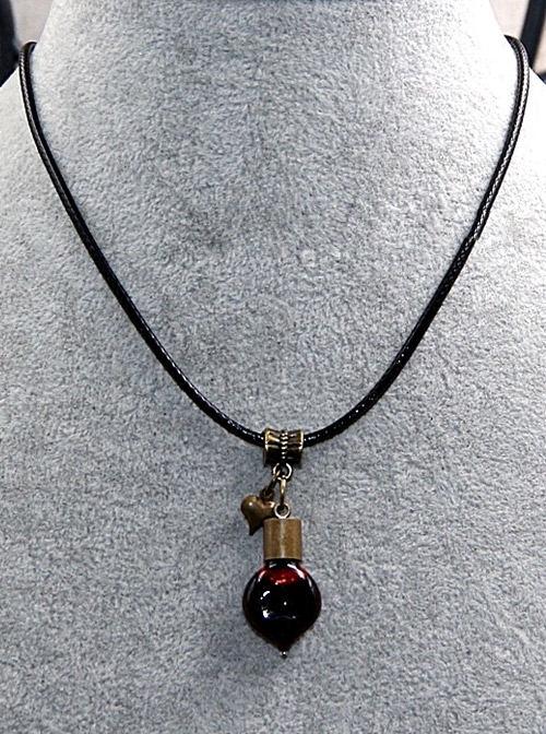 Steampunk Gothic Dracula Vows Retro Edition Vampire Blood Vial Earl's Heart PU Choker