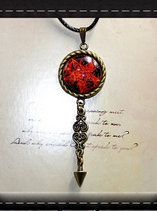 Steampunk Retro Gothic Magic Series Flame Magic Array Inverse Five Awn Small Pendulum Necklace