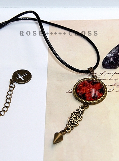Steampunk Retro Gothic Magic Series Flame Magic Array Inverse Five Awn Small Pendulum Necklace