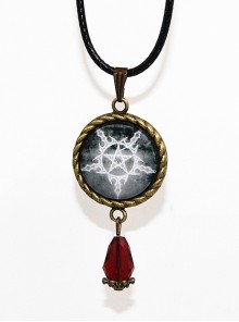 Steampunk Retro Gothic Magic Series Reverse Pentagram Crystal Pendant Little Witch Necklace