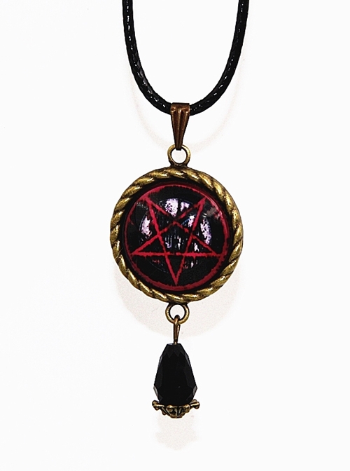 Steampunk Retro Gothic Magic Series Reverse Pentagram Crystal Pendant Little Witch Necklace