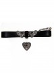 Stereoscopic Metal Flower Vine Lace Heart Dark Gothic PU Choker