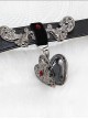 Stereoscopic Metal Flower Vine Lace Heart Dark Gothic PU Choker