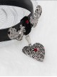 Stereoscopic Metal Flower Vine Lace Heart Dark Gothic PU Choker