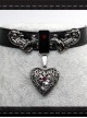 Stereoscopic Metal Flower Vine Lace Heart Dark Gothic PU Choker