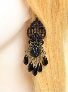 Gothic Retro Black Elegant Pearl Earrings