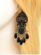 Gothic Retro Black Elegant Pearl Earrings