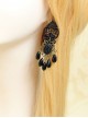 Gothic Retro Black Elegant Pearl Earrings