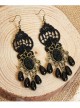 Gothic Retro Black Elegant Pearl Earrings