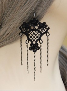 Gothic Black Tassel Lace Earrings